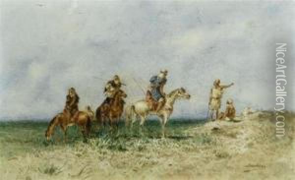 Oriental Rider In The Steppe Oil Painting - Narcisse Berchere