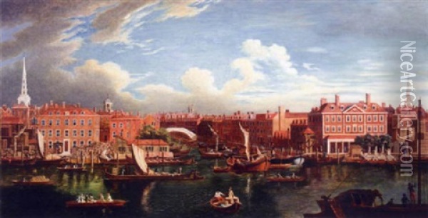 View Of The Thames Oil Painting - Samuel Wale