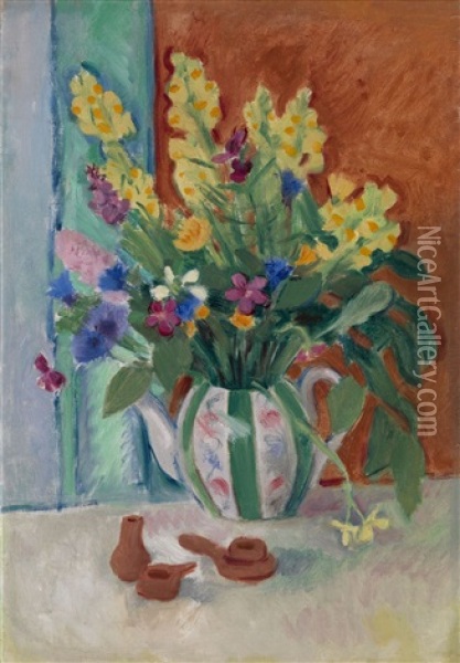 Still Life With Flowers Oil Painting - Nikolai Andreevich Tyrsa