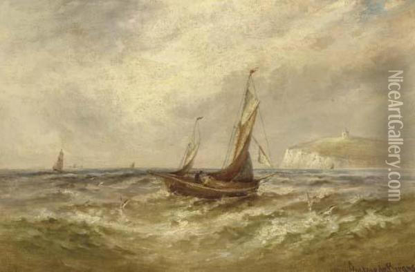 The English Channel With Sailboats Offshore Oil Painting - Gustave de Breanski