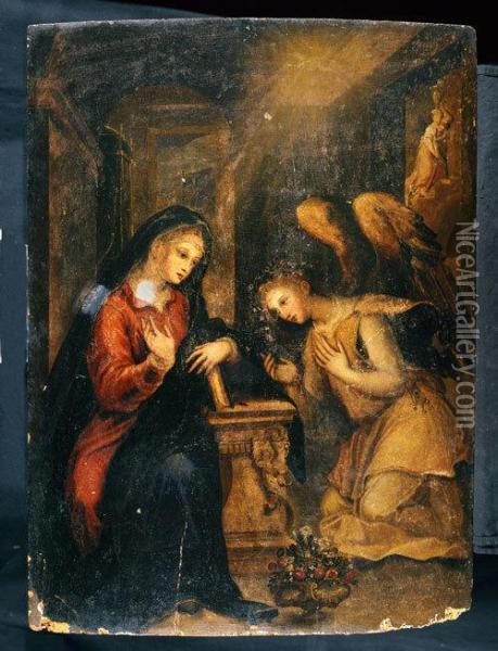 Annunciazione Oil Painting - Giovanni Bernardo Lama