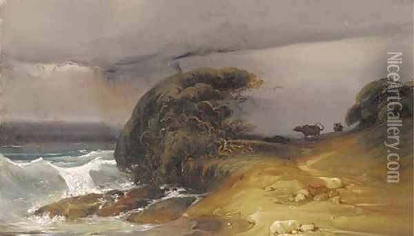 Sulla costiera Romana Oil Painting - Alessandro Castelli