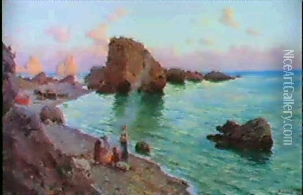 Am Strand Von Capri Oil Painting - Bernardo Hay