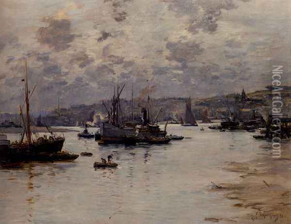 Rochester Harbour, Kent Oil Painting - Fernand Marie Eugene Legout-Gerard