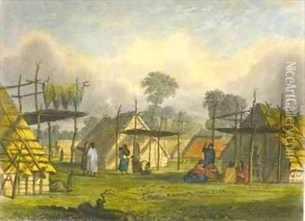 Dakotah village Oil Painting - Eastman, Captain Seth