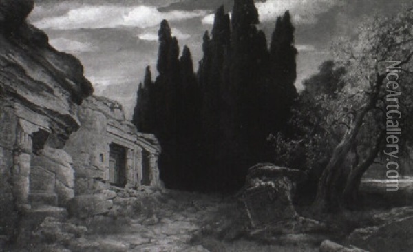 Antike Ruinen Oil Painting - Traugott Hermann Ruedisuehli
