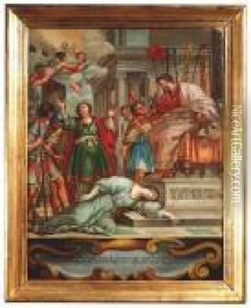 The Martyrdom Of The Saints Bibiana And Demetria. A Pair Oil Painting - Pietro Da Cortona (Barrettini)