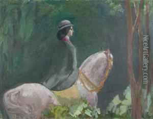 La Cavaliere Oil Painting - Jules Flandrin
