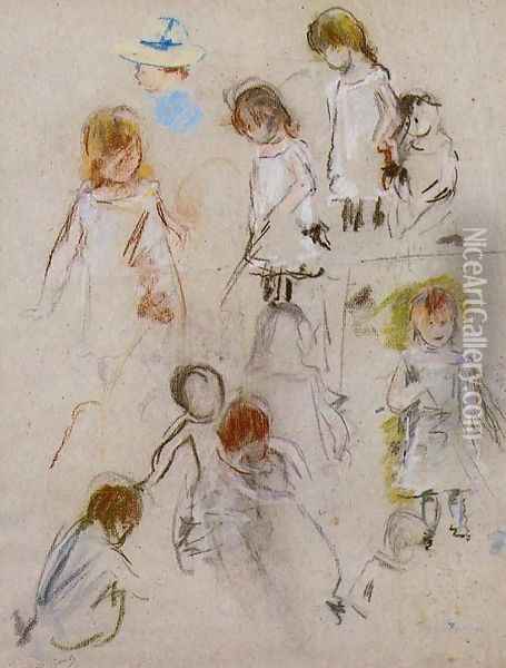 Studies Of A Little Girl Oil Painting - Berthe Morisot