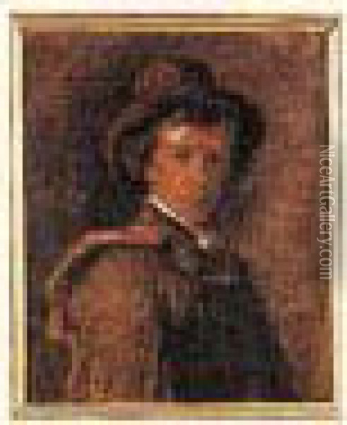Portrait D'homme Au Chapeau Oil Painting - Charles Emile Jacque