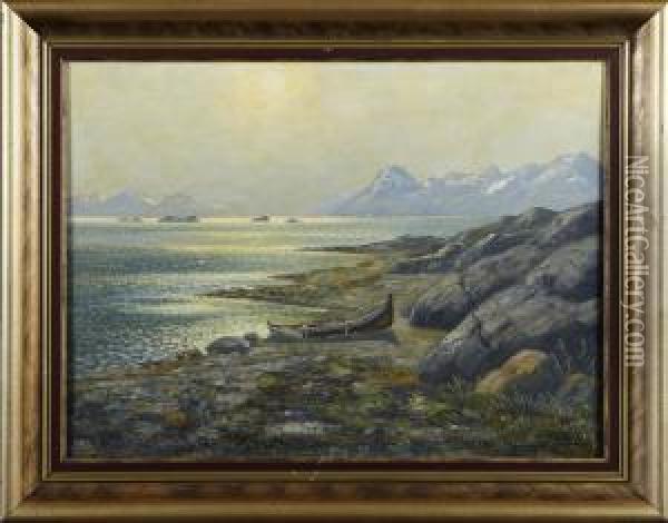 Fjordlandskap Oil Painting - Conrad Selmyhr