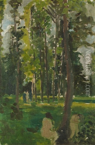 Madchen Im Park Oil Painting - Rudolf Vejrych