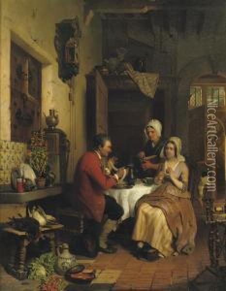Domestic Bliss: Together In The Kitchen Oil Painting - Noter David De