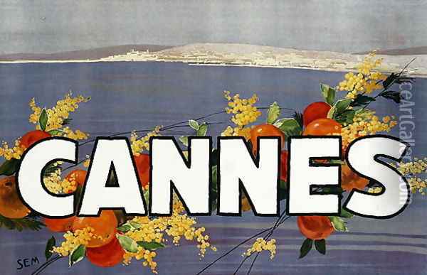Advertisement for Cannes, printed by Draeger, 1930 Oil Painting - Georges Goursat Sem