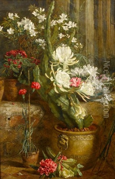 Still Life Of Flowers Oil Painting - Anne Ferray Mutrie