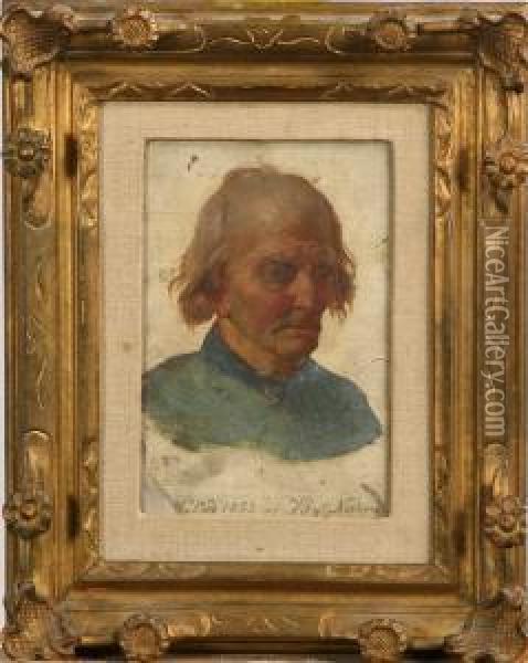 Portrattstudie, Signerad Och Daterad Bgt Nordenberg 1853, Olja Pa Kartong, 18 X 12 Cm Oil Painting - Bengt Nordenberg