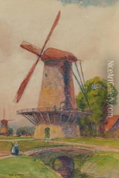 Windmill Oil Painting - Paul Joseph Constantine Gabriel