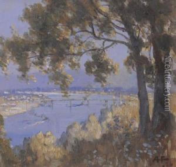 Tweed River Oil Painting - Albert Henry Fullwood