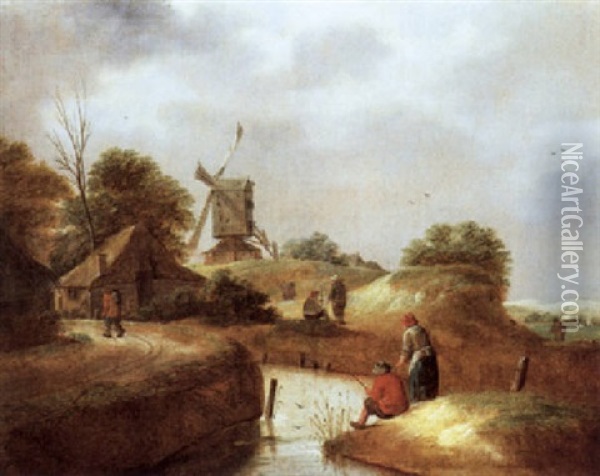 Windmuhle In Einer Landschaft Oil Painting - Nicolaes Molenaer