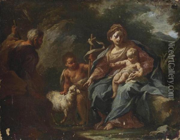 The Holy Family With The Infant Saint John The Baptist Oil Painting - Domenico Mondo