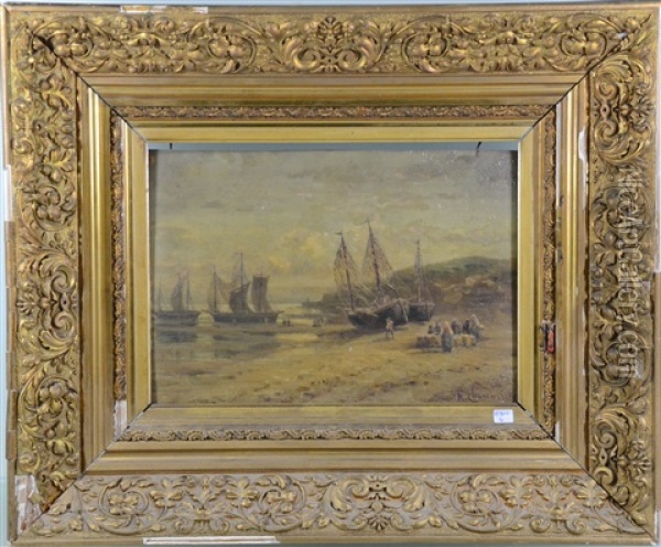 Vue De Port Oil Painting - Henry Cleenewerck