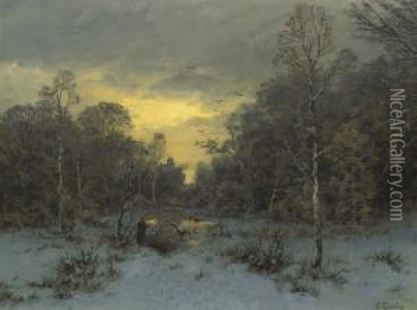 Winter Landscape. Oil Painting - Heinrich Gogarten