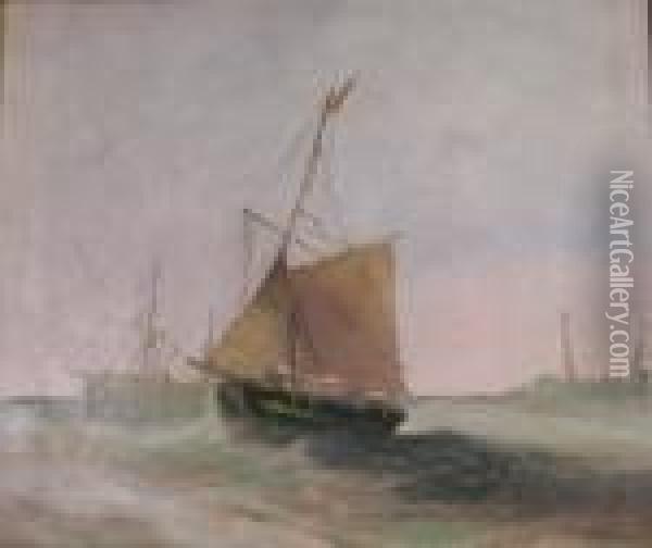 A Fishing Boat At Sea Oil Painting - Alfred Montague