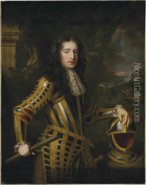 Portrait Of William Ii, Three-quarter Length, In Armor Oil Painting - William Wissing or Wissmig
