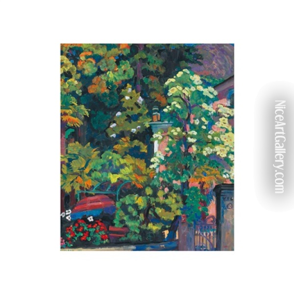 Sommerliche Gartenpartie Mit Einer Villa Oil Painting - Alexandre Cingria