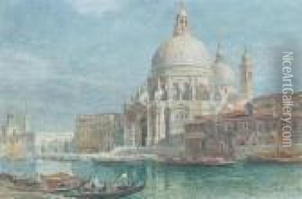 Basilica Di Santa Maria Della Salute From Thegrand Canal Oil Painting - Edward Alfred Angelo Goodall