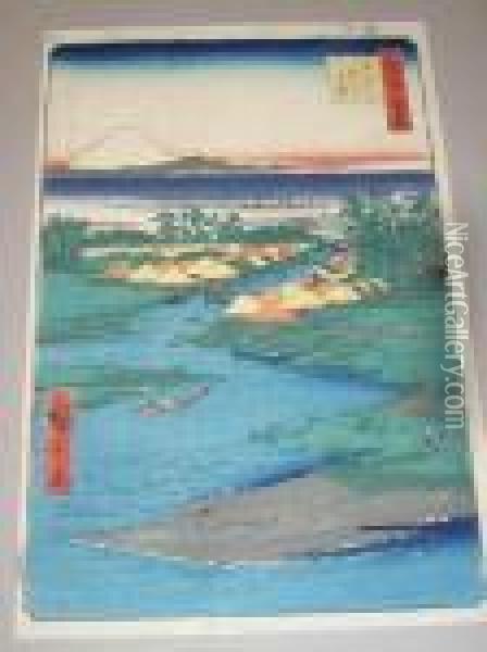Horie, Nekozane Oil Painting - Utagawa or Ando Hiroshige