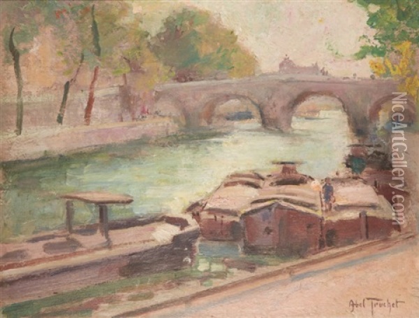 La Seine A Paris Oil Painting - Louis Abel-Truchet