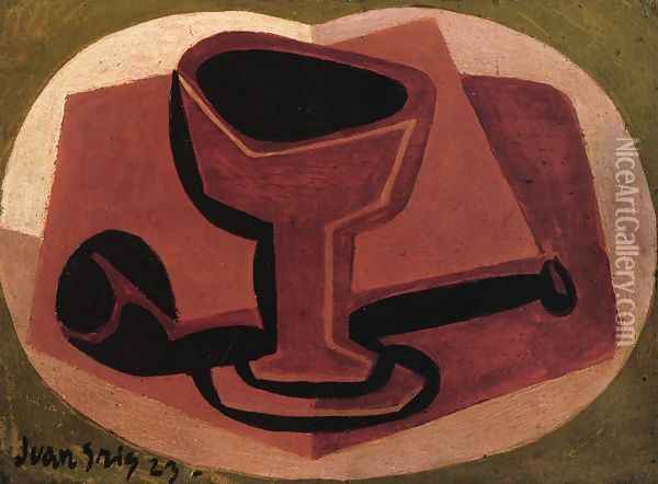 Pipe and Glass Oil Painting - Juan Gris