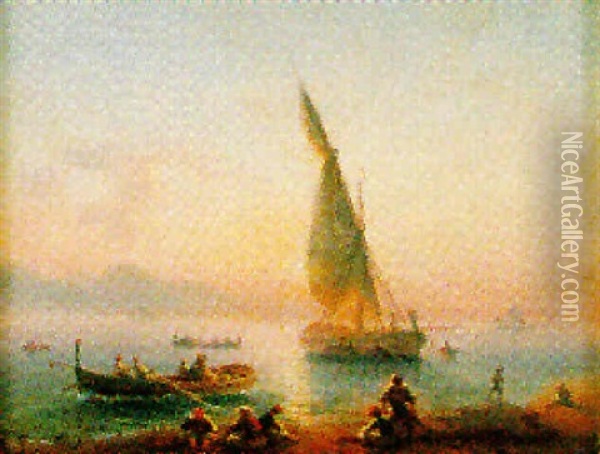 Baie De Naples Oil Painting - Auguste-Etienne-Francois Mayer