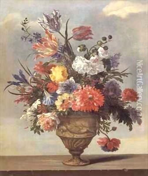 A Still Life of Flowers Oil Painting - Jean Baptiste Belin de Fontenay
