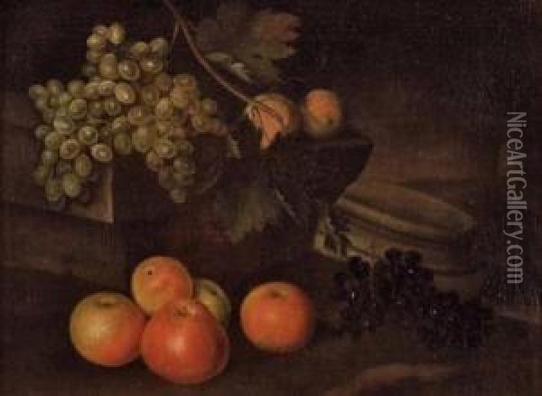 Stillleben Mit Weintrauben Und Granatapfeln Oil Painting - Cornelis De Heem