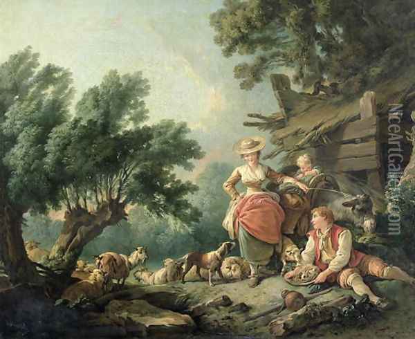 Pastoral Scene Oil Painting - Jean-Baptiste Huet