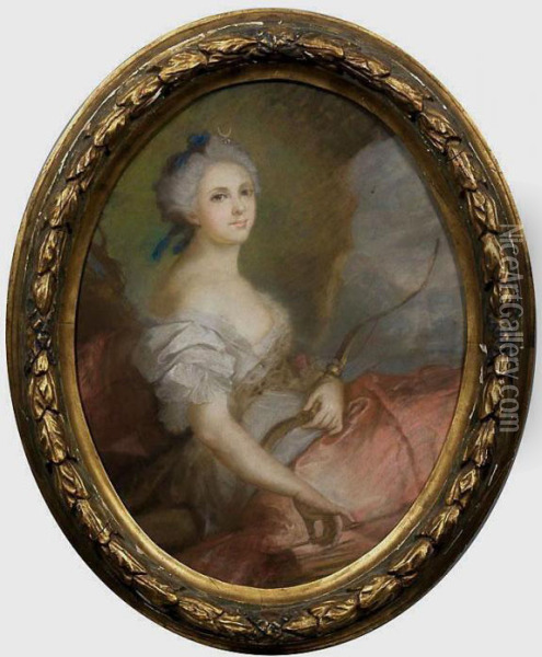 Marie Adelaide Debourbon Als Diana Oil Painting - Jean-Marc Nattier