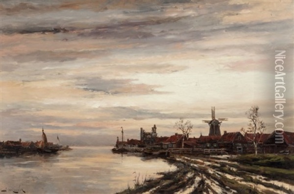 View Of Dutch Harbor Oil Painting - Hermanus Willem Koekkoek