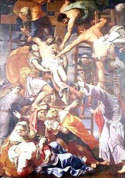 Descent from the Cross Oil Painting - Domenico Zampieri (Domenichino)