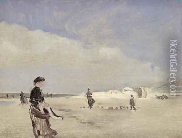 On the Beach on Norderney Oil Painting - Louis Kolitz