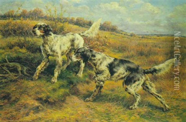 English Setters On The Scent Oil Painting - Edmund Henry Osthaus