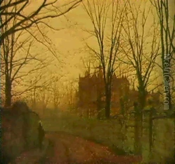 In The Autumn's Golden Glow Oil Painting - John Atkinson Grimshaw