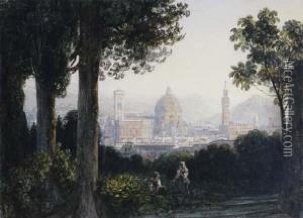 Panoramic View Of Florence Oil Painting - Thomas Ender