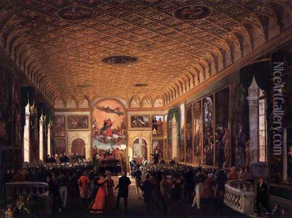 Commemoration of Canova in the Scuola Grande della Carita 1822 Oil Painting - Giuseppe Borsato