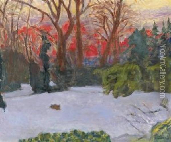 Le Jardin Sous La Neige, Soleil Couchant Oil Painting - Pierre Bonnard
