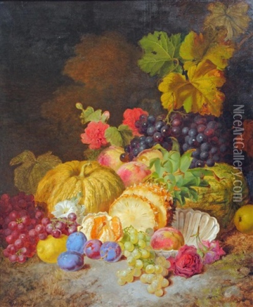 Still Life With Fruit Oil Painting - Thomas Worsey