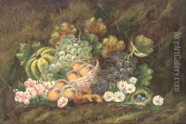 Peaches in a basket Oil Painting - Evelyn Chester