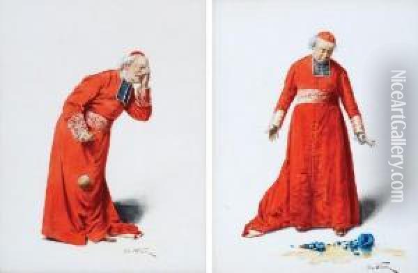 Portraits Of Cardinals Oil Painting - Alfred Charles Weber