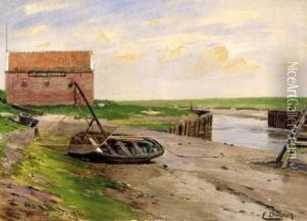 Leaking Fisher Boat Oil Painting - Eugene Gustav Ducker